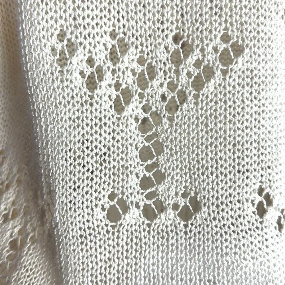 MOODS of NORWAY Cream Knit Top Seeater Boat Neck Batwing Sleeves Linen Blend M